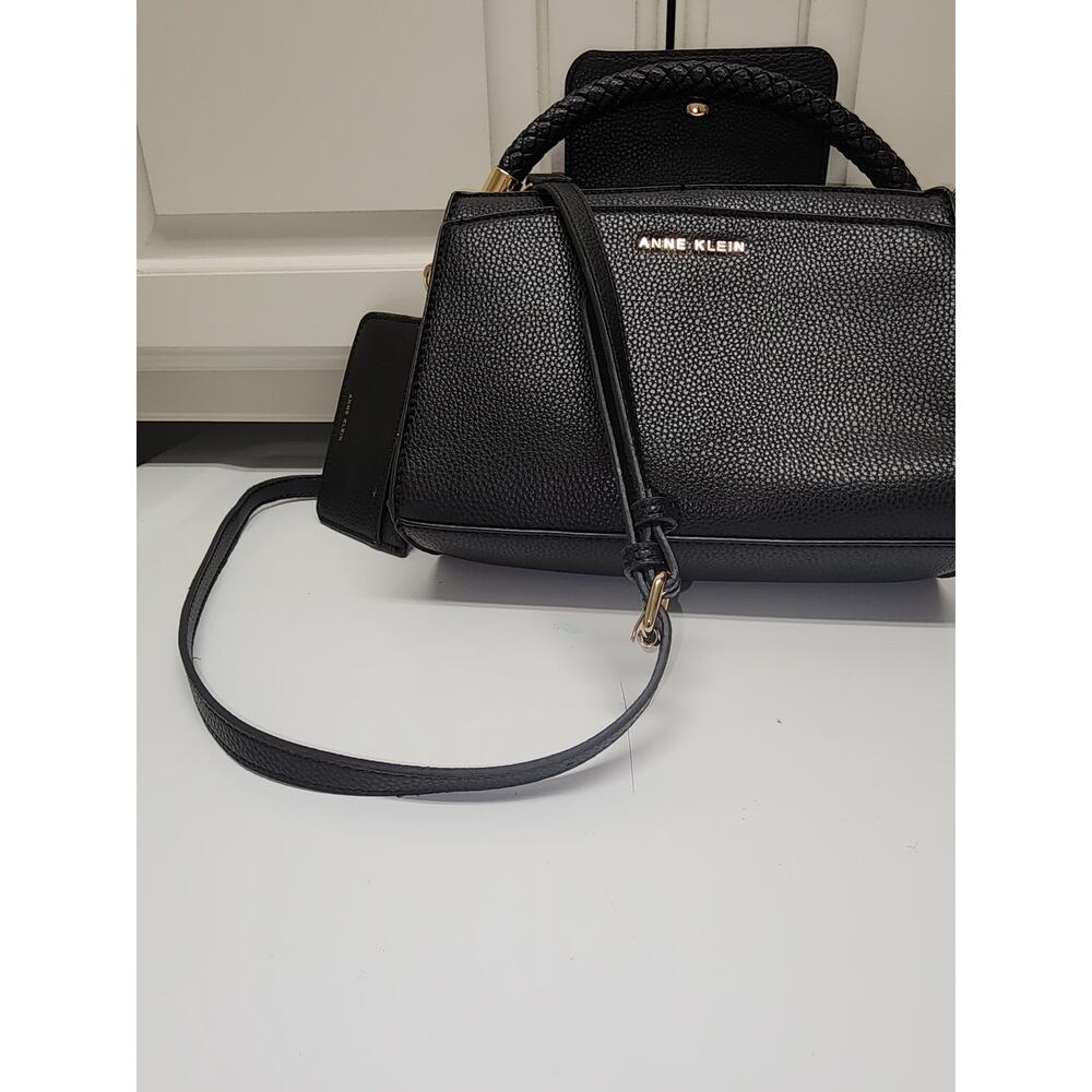 Anne Klein Black Satchel Crossbody Bag Gold Hardware NWOT